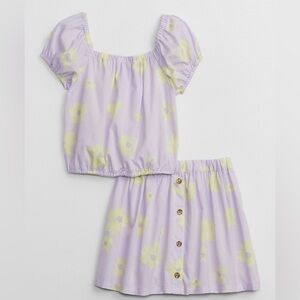 Floral Puff Sleeve Top and Skirt Set